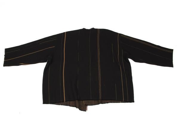 ヨーガンレールJURGEN LEHL リネンフリンジボタンレスカーディガン 黒茶M