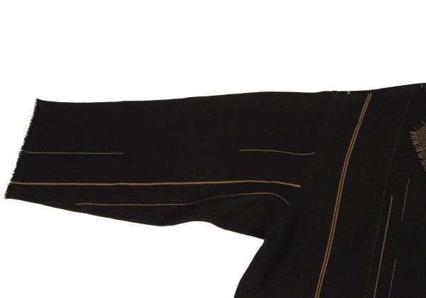 ヨーガンレールJURGEN LEHL リネンフリンジボタンレスカーディガン 黒茶M