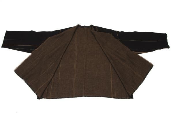 ヨーガンレールJURGEN LEHL リネンフリンジボタンレスカーディガン 黒茶M