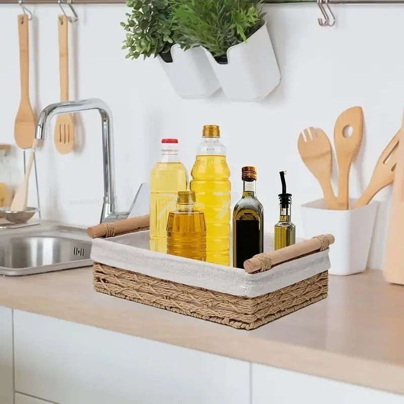 かご ウィッカーバスケット バスケット 雑貨収納 2個セット ハンドル