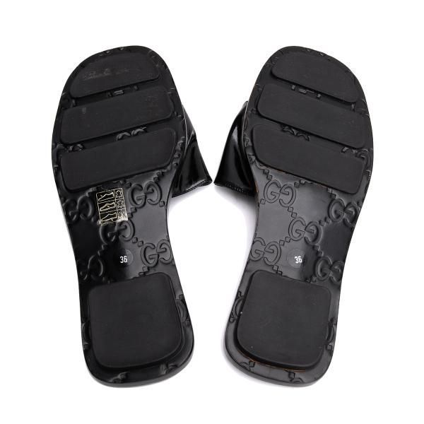 グッチGUCCI エナメルGGロゴサンダル 黒36（23位） - メルカリ