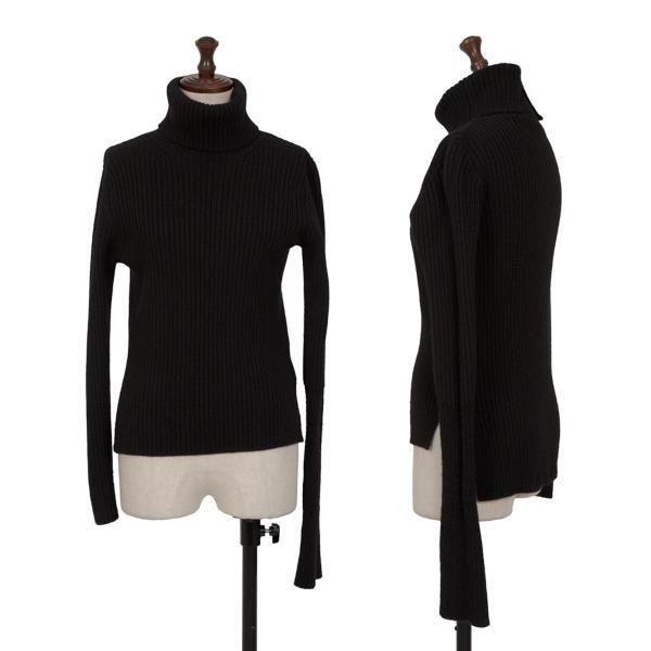ワイズY's ウールタートルネックリブニットセーター 黒2