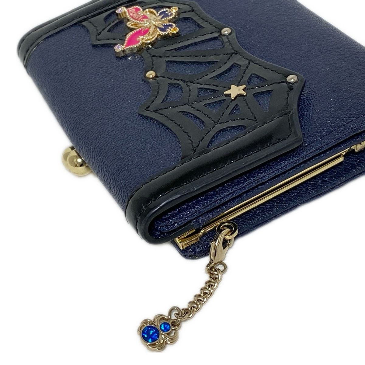 ANNA SUI(アナスイ) 3つ折り財布 - ダークネイビー×黒×マルチ