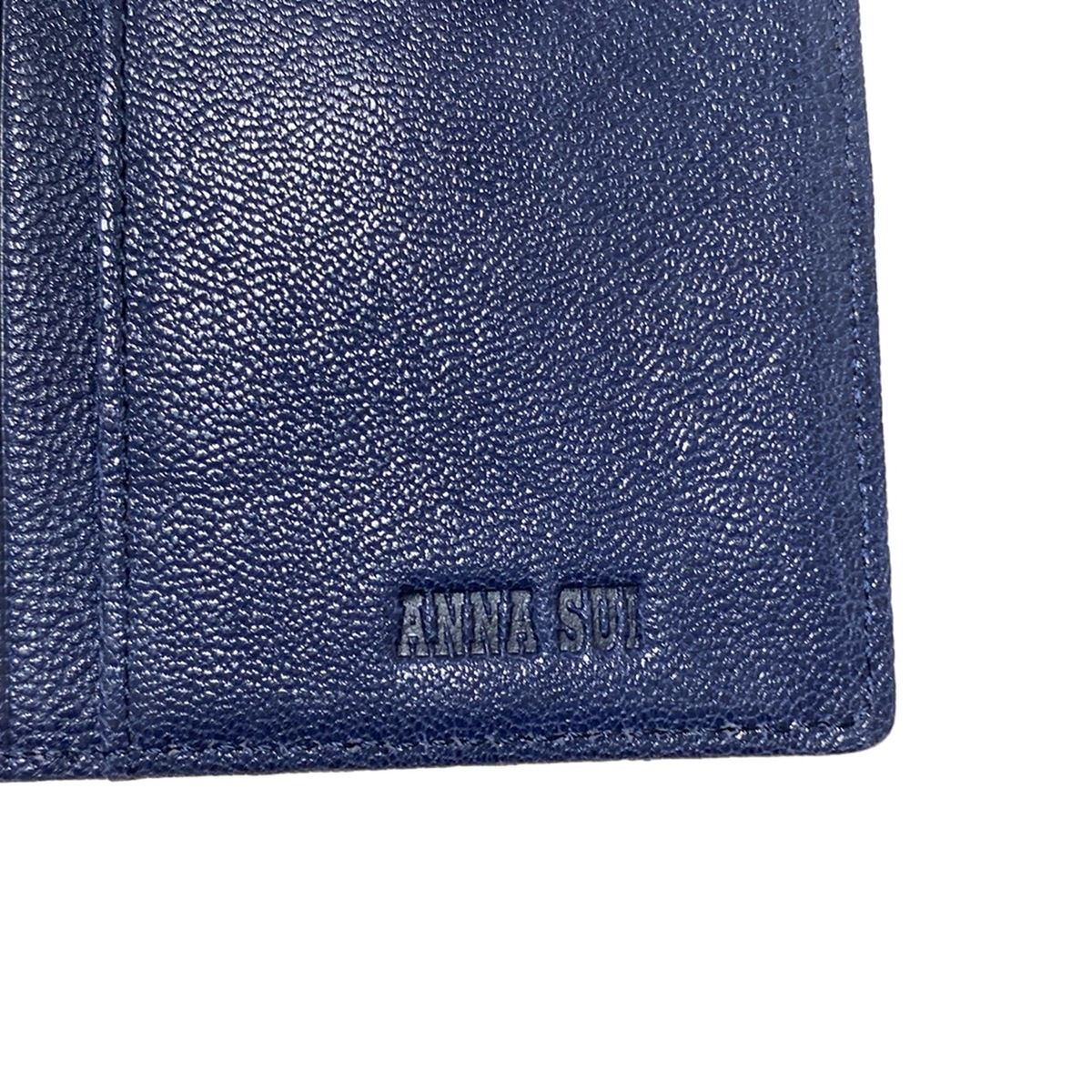 ANNA SUI(アナスイ) 3つ折り財布 - ダークネイビー×黒×マルチ