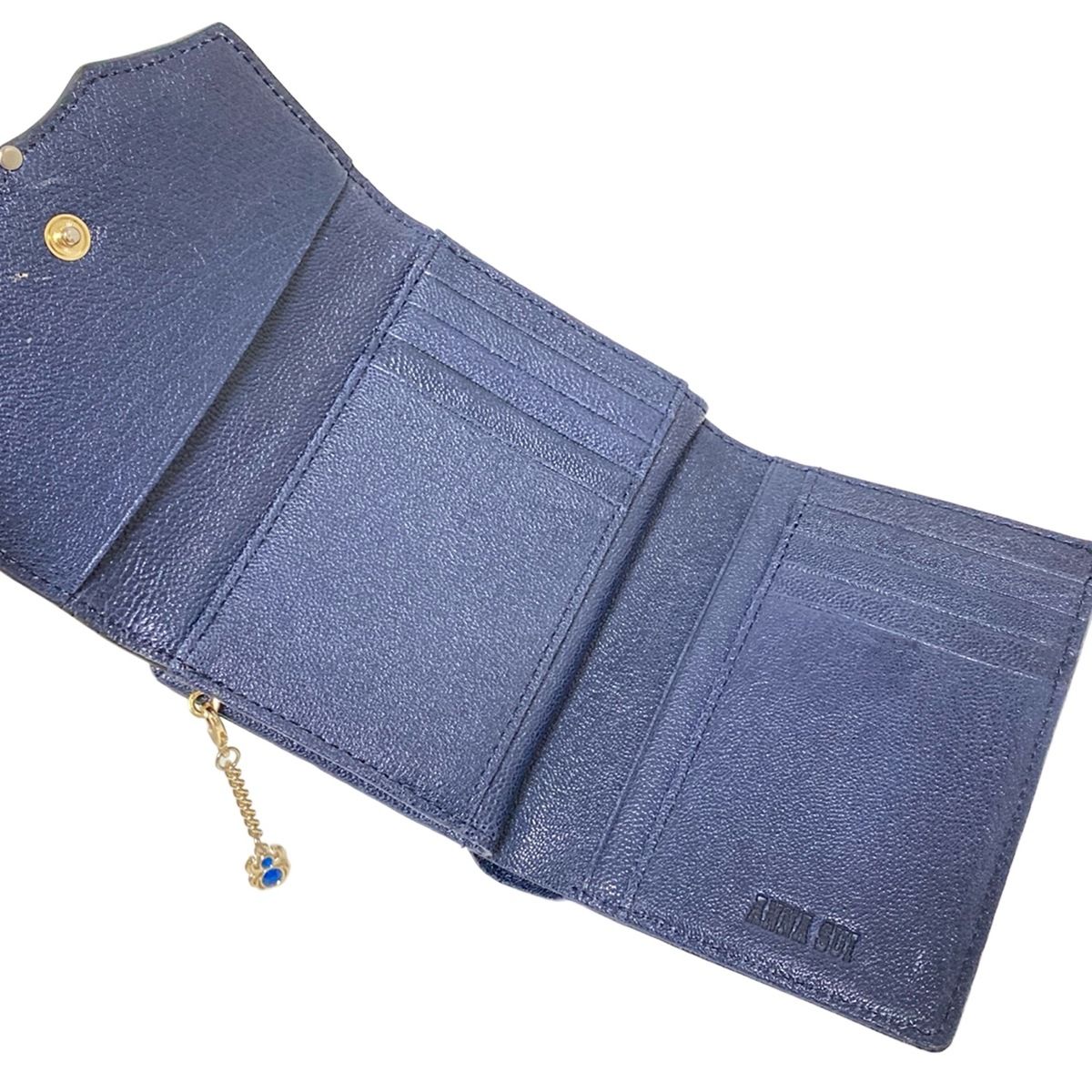 ANNA SUI(アナスイ) 3つ折り財布 - ダークネイビー×黒×マルチ