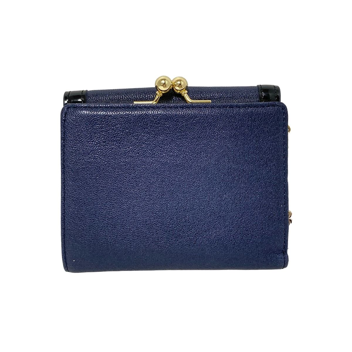 ANNA SUI(アナスイ) 3つ折り財布 - ダークネイビー×黒×マルチ