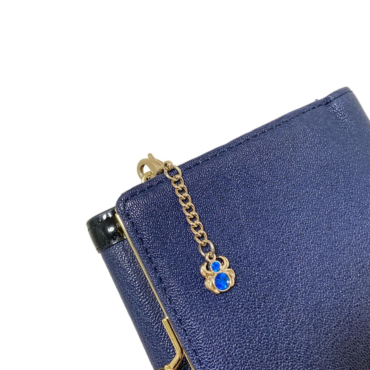 ANNA SUI(アナスイ) 3つ折り財布 - ダークネイビー×黒×マルチ