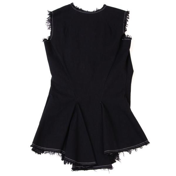 コムデギャルソン変形プリーツベスト コムデギャルソンCOMME des GARCONS 製品染め変形フリンジベスト 紺S