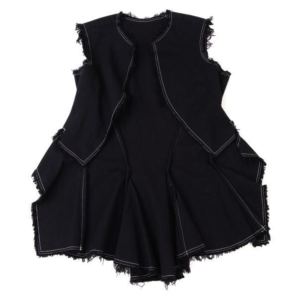 コムデギャルソンCOMME des GARCONS 製品染め変形フリンジベスト 紺S