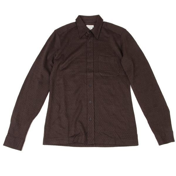 ドリスヴァンノッテンDRIES VAN NOTEN ウールアクリルケーブル柄シャツ 茶48