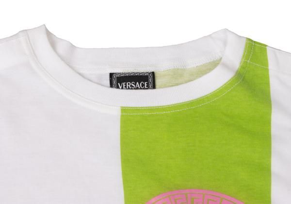 ヴェルサーチ ジーンズクチュールVERSACE JEANS COUTURE コットンロゴプリントTシャツ 白マルチS