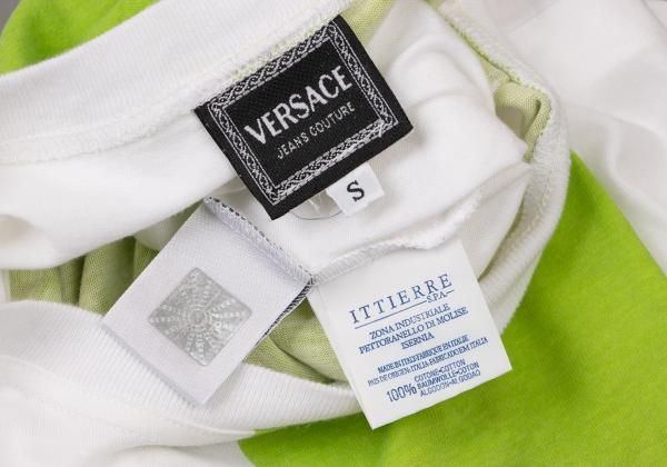 ヴェルサーチ ジーンズクチュールVERSACE JEANS COUTURE コットンロゴプリントTシャツ 白マルチS