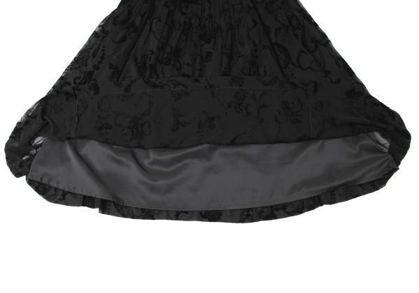 インゲボルグINGEBORG ポリフラワーフロッキープリントスカート 黒M