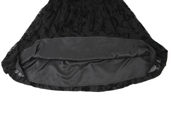 インゲボルグINGEBORG ポリフラワーフロッキープリントスカート 黒M