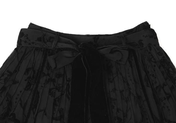 インゲボルグINGEBORG ポリフラワーフロッキープリントスカート 黒M