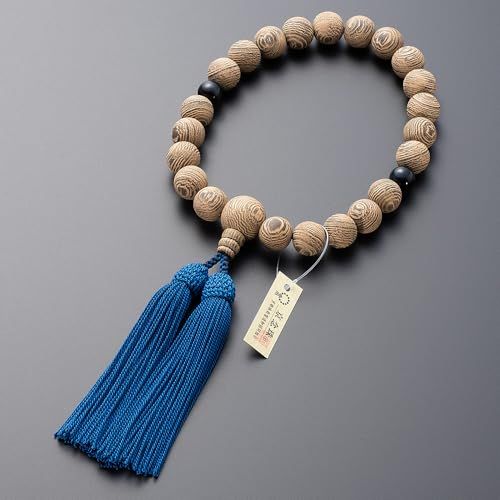 仏壇屋 京念珠 数珠 男性用 鉄刀木 素引き 2天青虎目石 22玉 正絹房 数珠袋付 すべての宗派で使える 証明書付 4 b 75 ec 49