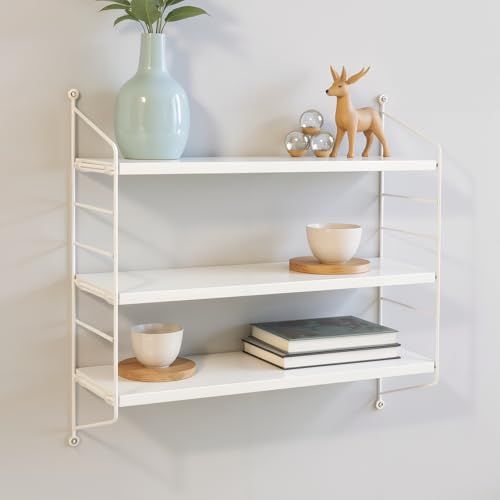 ウォールシェルフ 壁 棚 壁を傷つけない取り付け方提供 高さ調節 ウォールラック 石膏ボード おしゃれ 北欧 リビング 書斎 洗濯機上に適用 ホワイト 3 a 3515 e 4