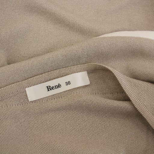ルネ Rene ニット カットソー 七分袖 36 グレージュ アシンメトリー