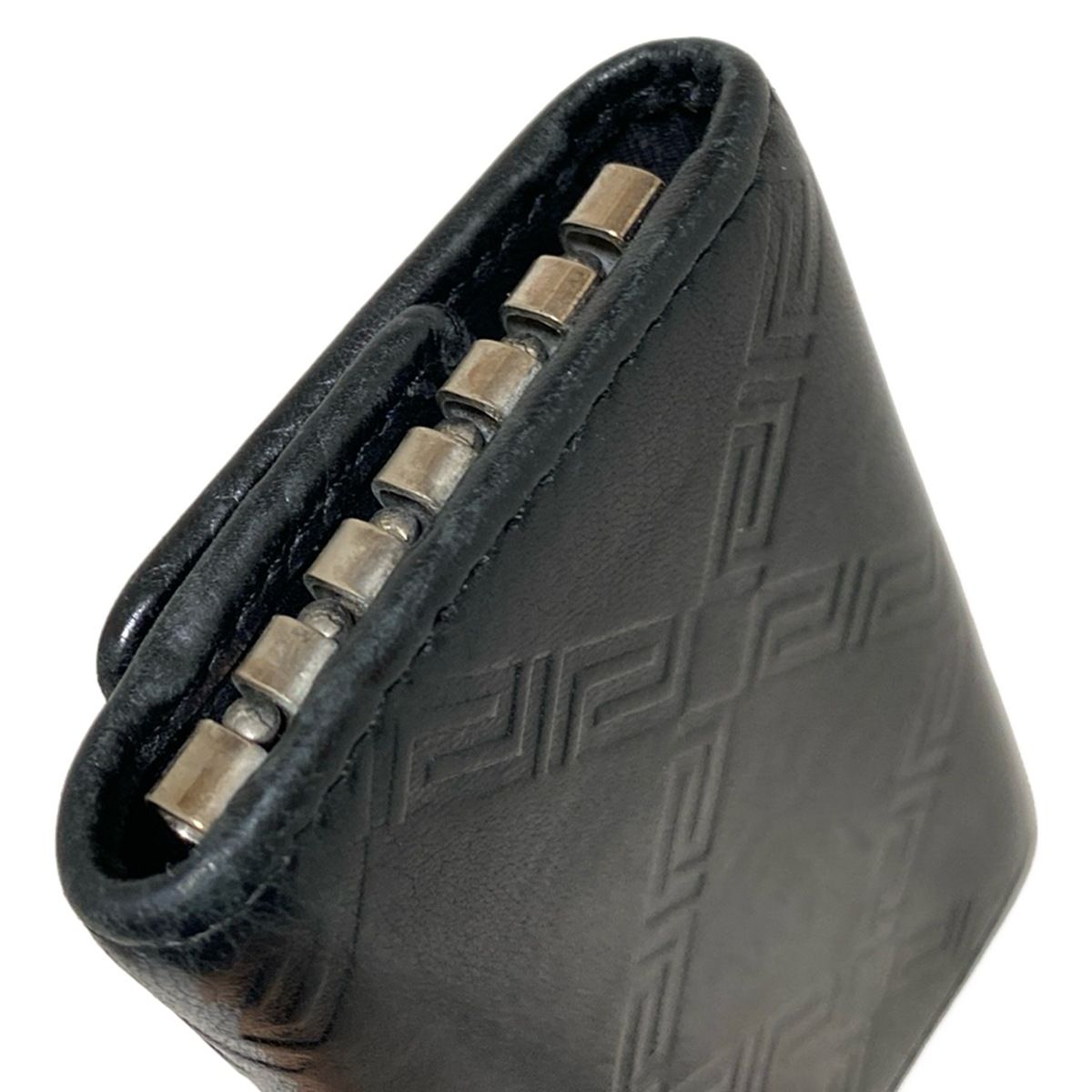  VERSACE ヴェルサーチ キーケース 黒 6連フック レザー キーケース 小物