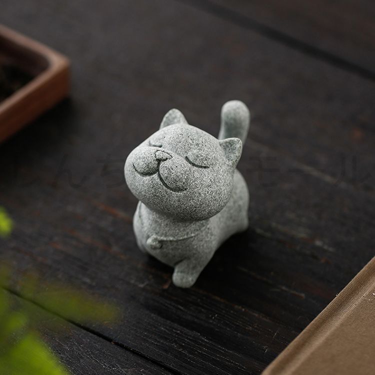 新しい未使用 水槽飾り 猫 2個セット 置物 和風 ネコ 猫 玄関