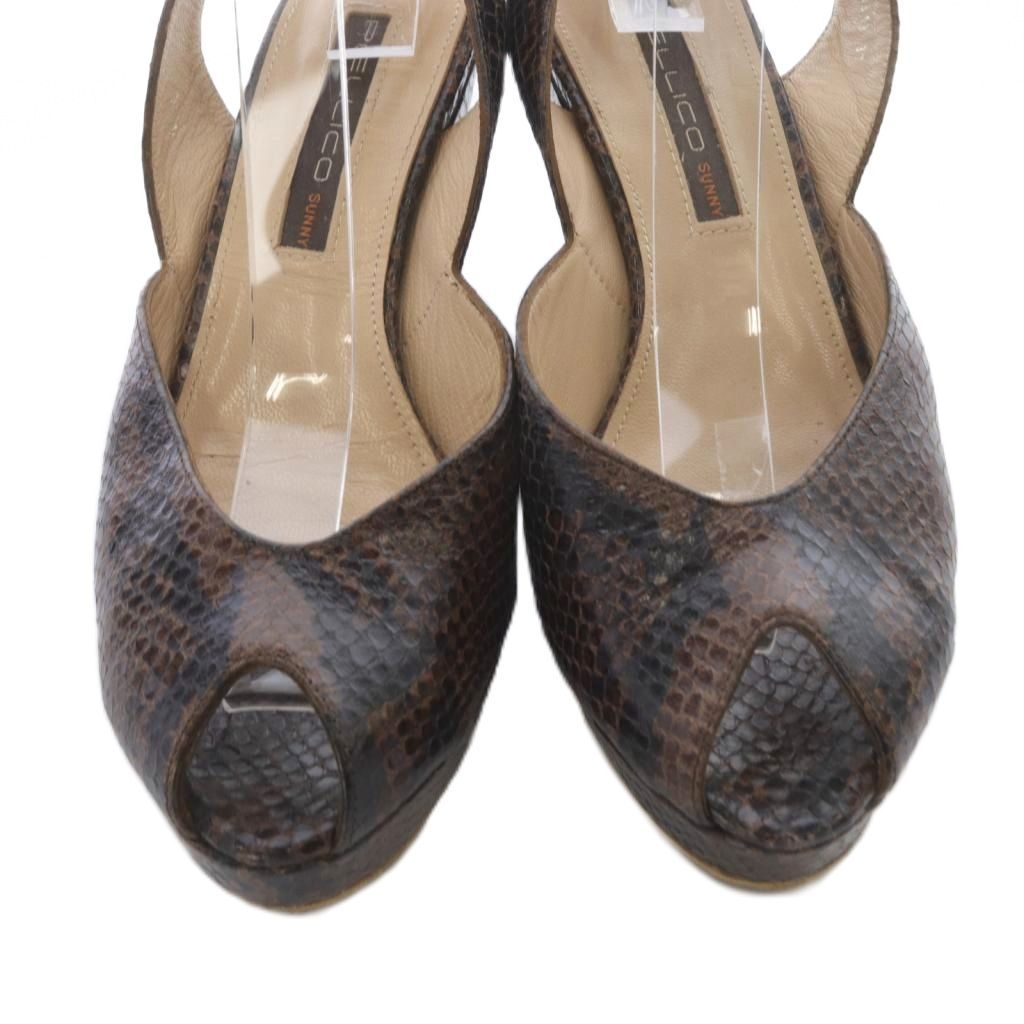 【新品】PELLICO ペリーコ レザーヒールサンダル ミュール ブラウン 37 新品】PELLICO ペリーコ レザーヒールサンダル ミュール ブラウン 37