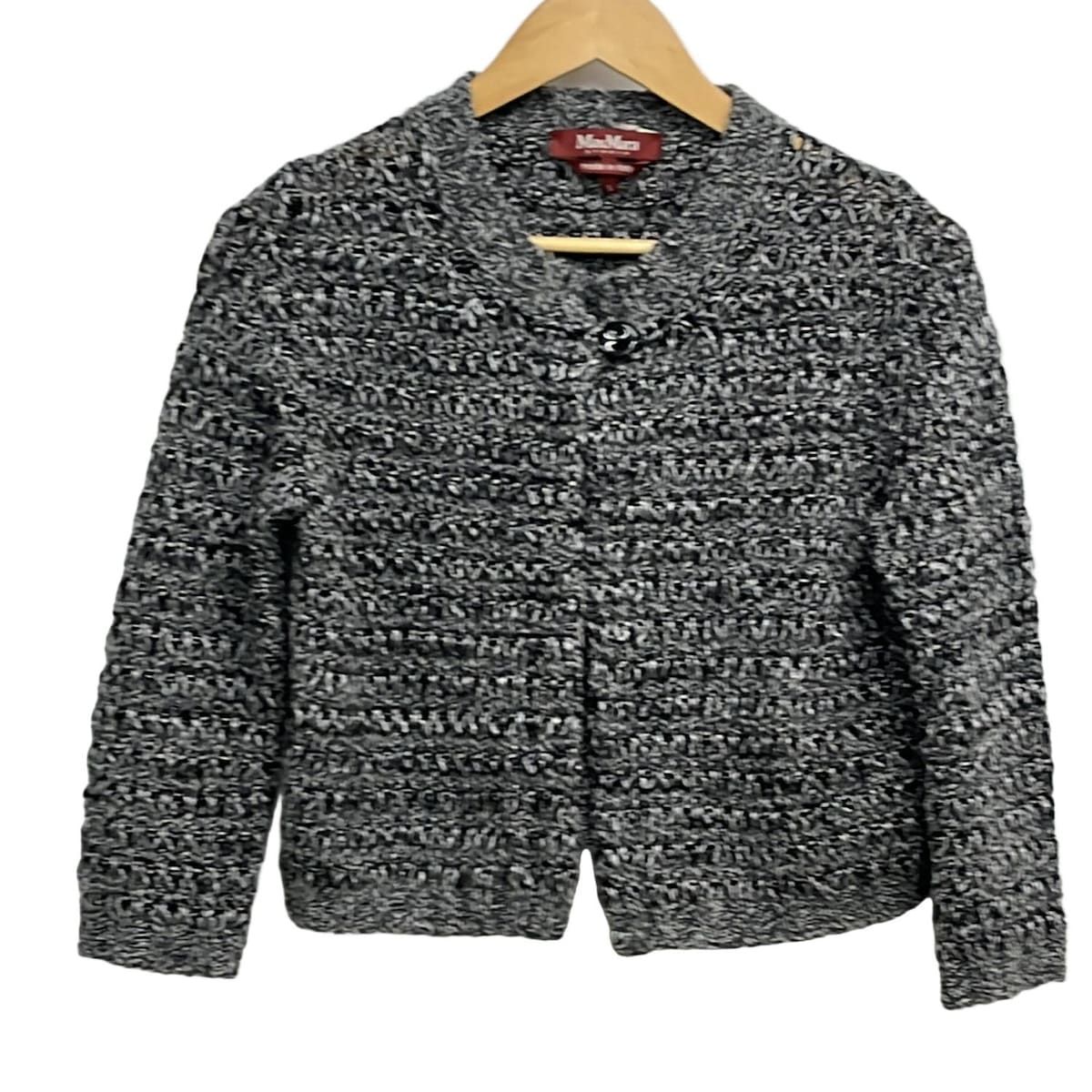 Max Mara STUDIO マックスマーラスタジオ カーディガン サイズS レディース - 黒×グレー×白 長袖