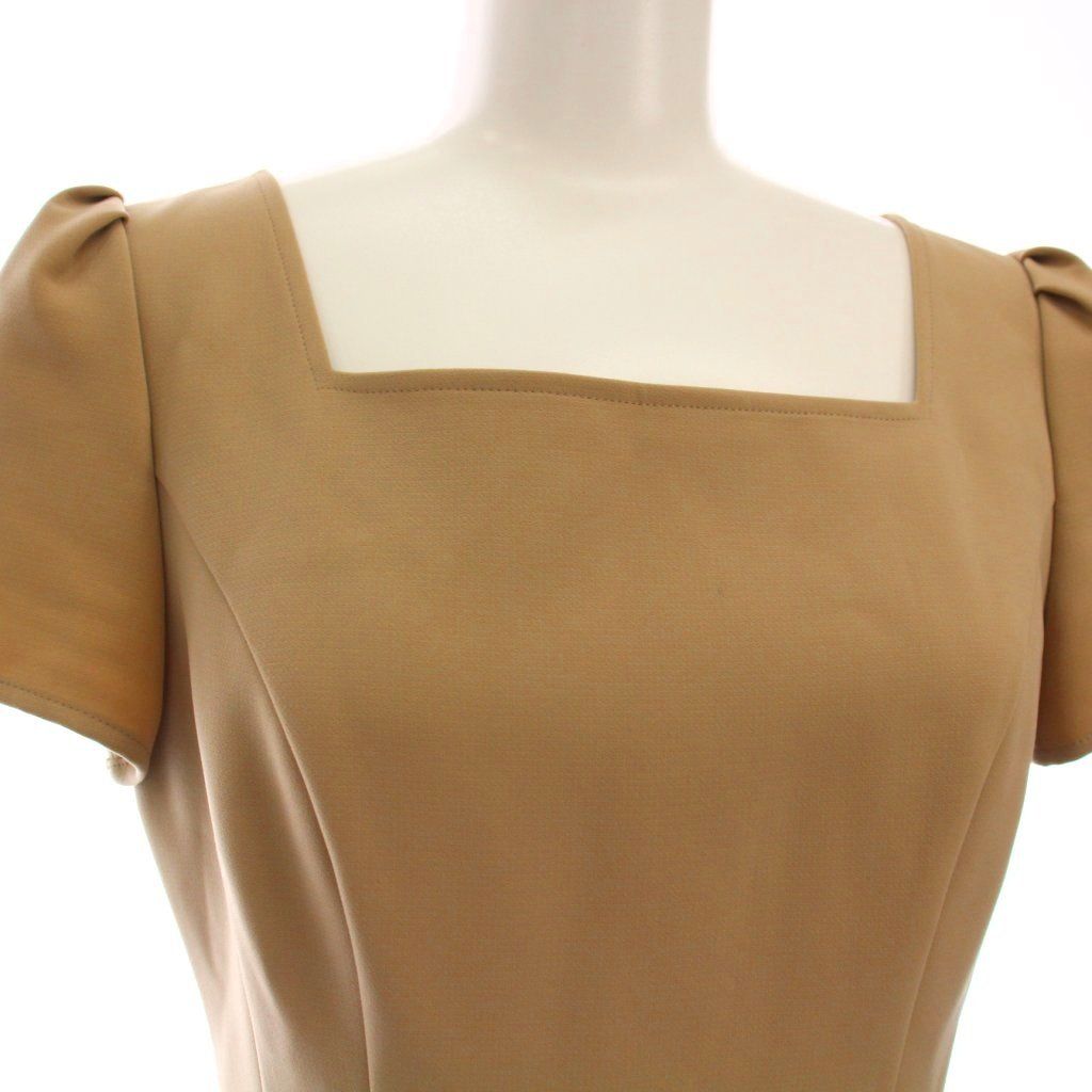 ルネ Rene basic ワンピース ひざ丈 スクエアネック 半袖 32 ベージュ