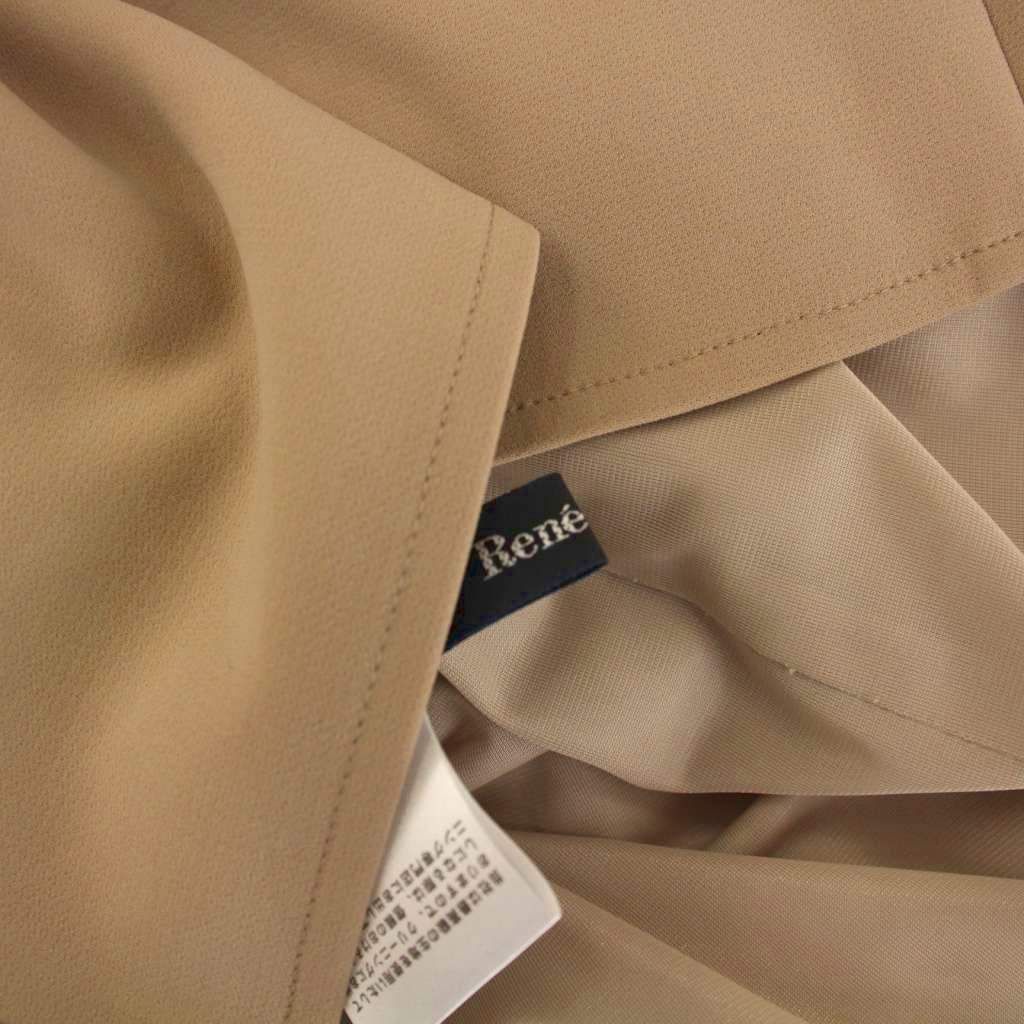 ルネ Rene basic ワンピース ひざ丈 スクエアネック 半袖 32 ベージュ