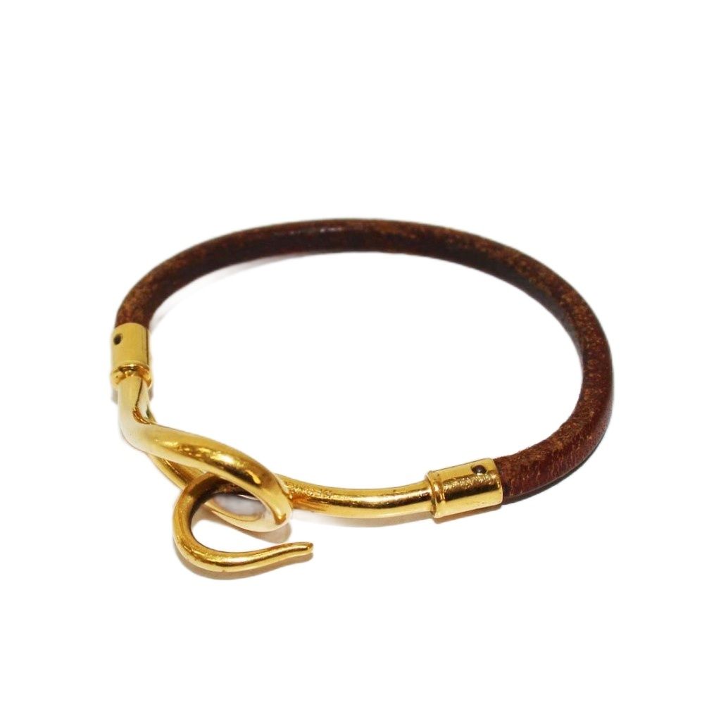 エルメス HERMES ジャンボフック ブレスレット ブラウン ゴールド