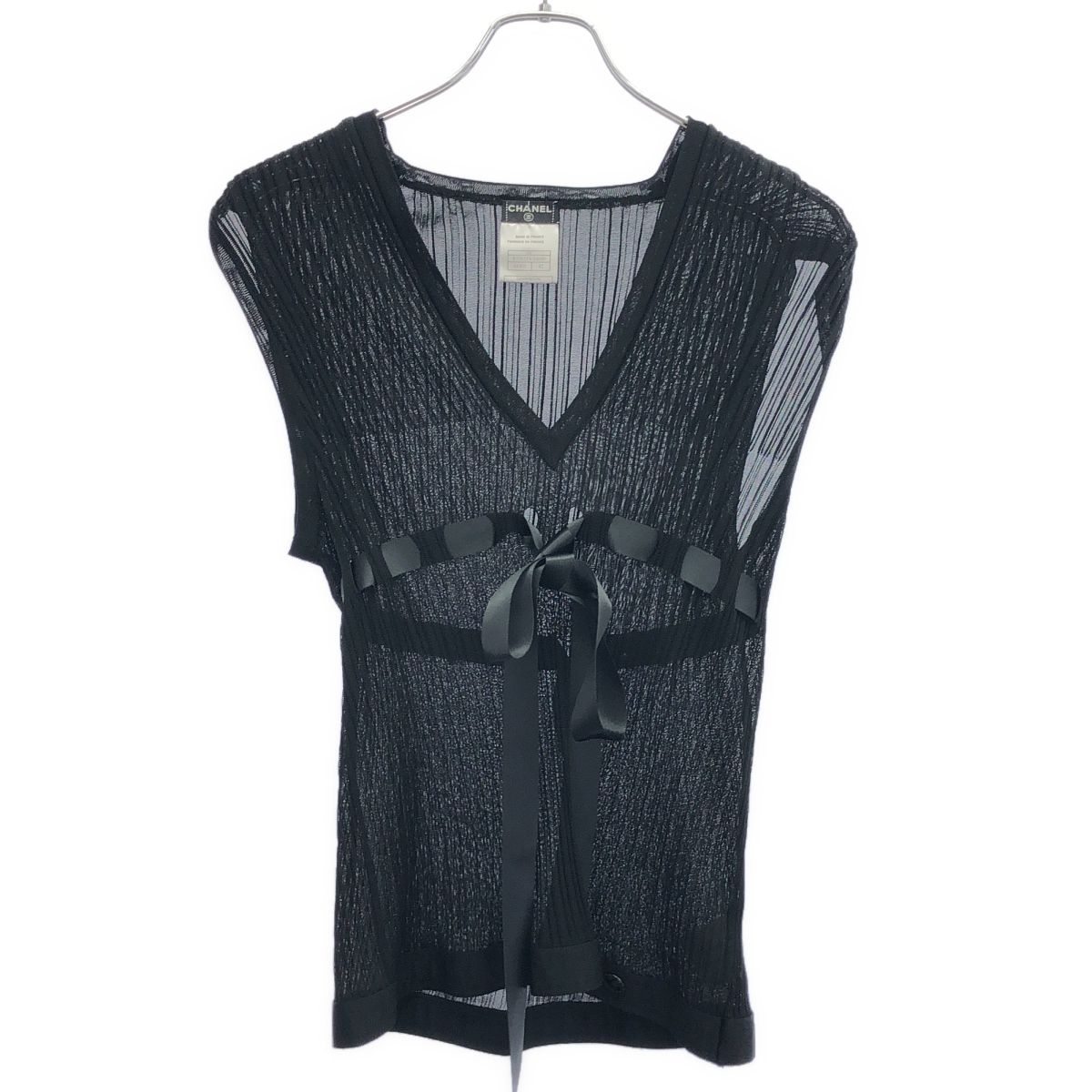 CHANEL シャネル 2006AW ストールドッキングアンサンブルニットカーディガン P27610V20059 ブラック 42 CHANEL - CHANEL シャネル 2006AW ストールドッキングアンサンブル