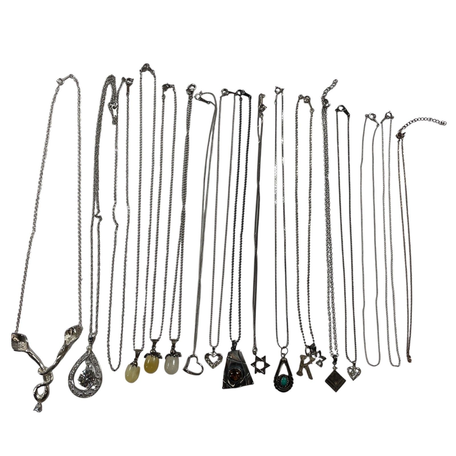 銀杯+シルバーアクセサリーまとめ売り ☆ シルバーアクセサリー シルバーネックレス アソート 17本 まとめ
