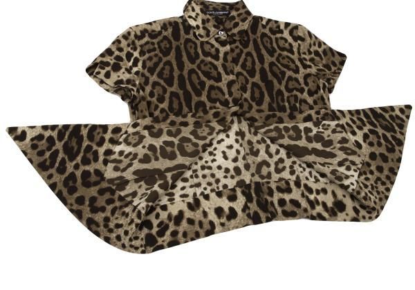 ドルチェ&ガッバーナDOLCE&GABBANA フロントロングレオパードシルク