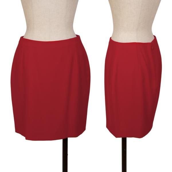ジャンニヴェルサーチGIANNI VERSACE ウール台形ミニスカート 赤40
