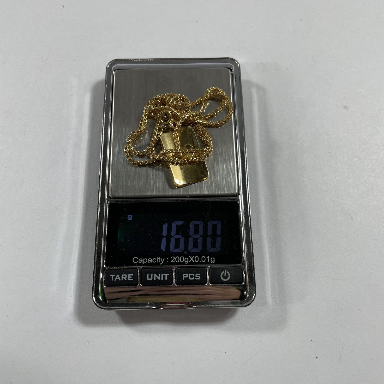 ☆ K18/750刻印 18金 IDプレートトップ ゴールドロングチェーン