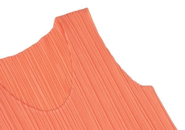 イッセイミヤケISSEY MIYAKE プリーツノースリーブチュニック オレンジL