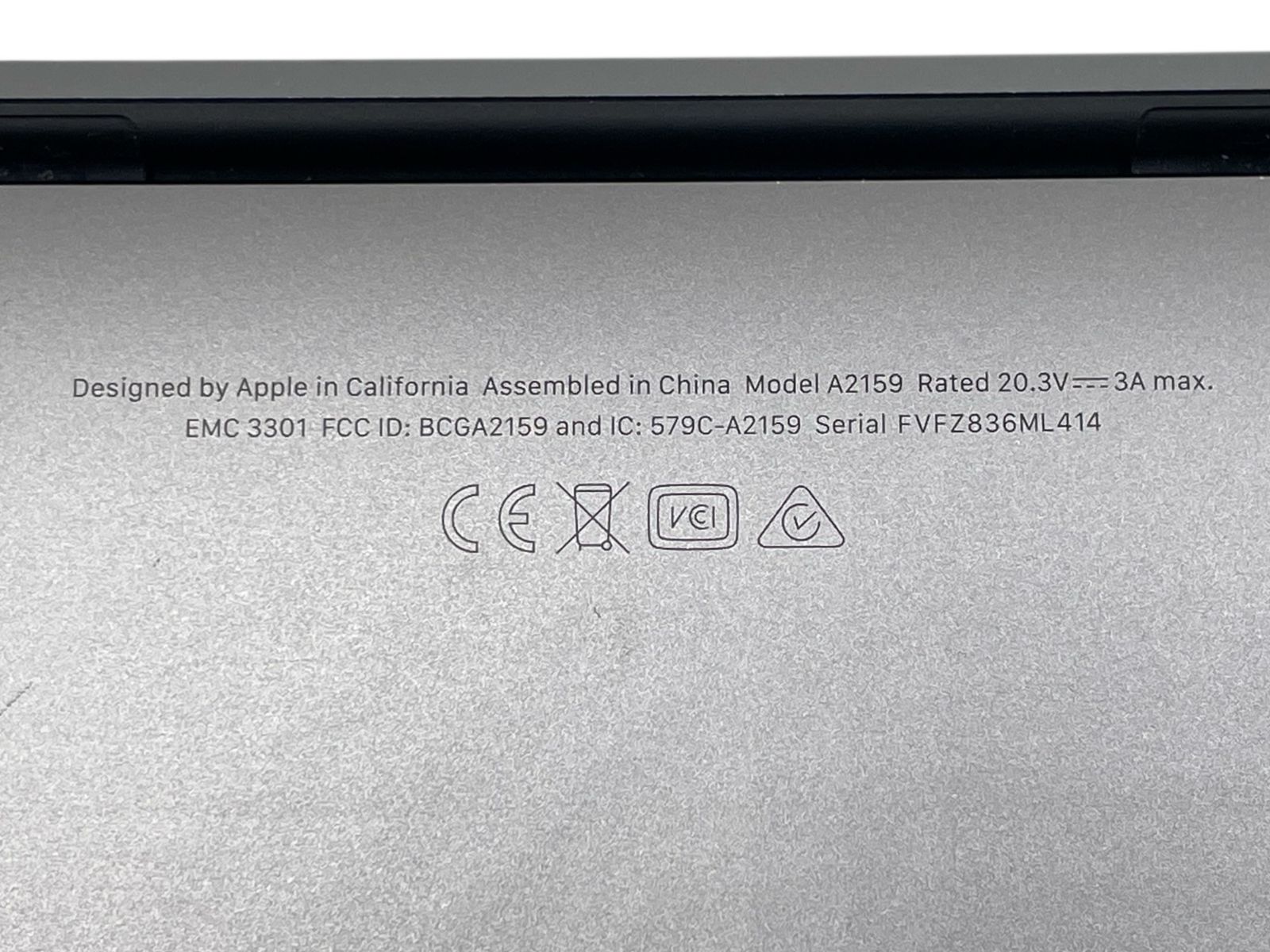 □MacBook Pro 13インチ 2019年 A2159 スペースグレイ 16GB 250GB 初期