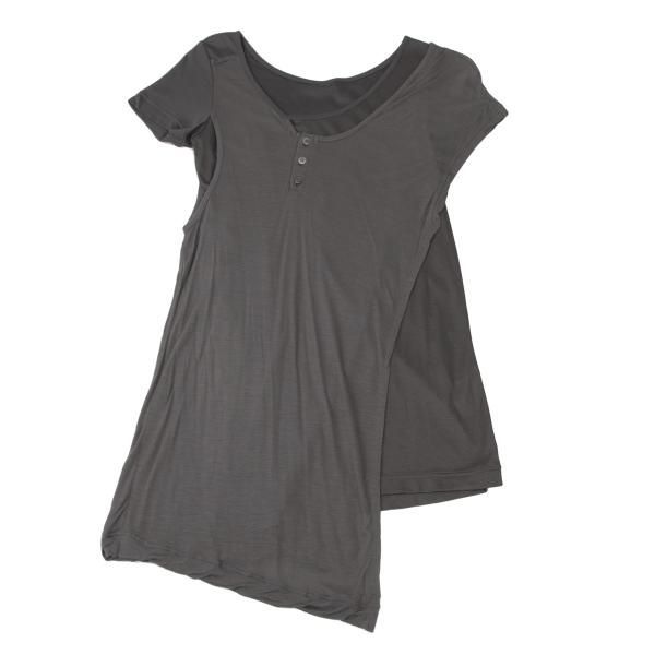 リミフゥlimifeu カットソー リミフゥLIMI feu 節約 異素材巻きデザインカットソー チャコールグレーS