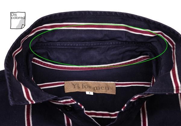ワイズフォーメンY's for men ストライプコットンシャツ 紺ワイン