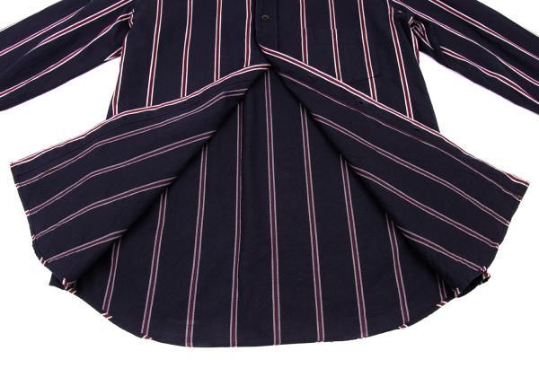 ワイズフォーメンY's for men ストライプコットンシャツ 紺ワイン
