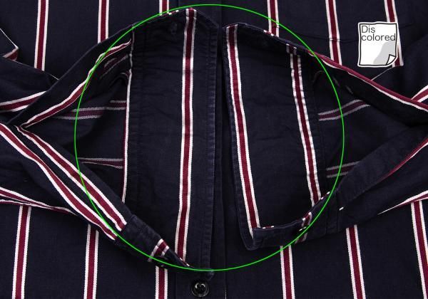 ワイズフォーメンY's for men ストライプコットンシャツ 紺ワイン