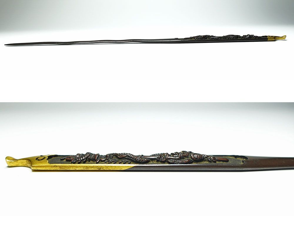 後藤一乗写　赤銅魚子地福神図笄　無銘　縁起物　後藤光行　七福神図三所物 ☆後藤一乗写 赤銅魚子地福神図笄 無銘 縁起物 後藤光行 七福神図三所