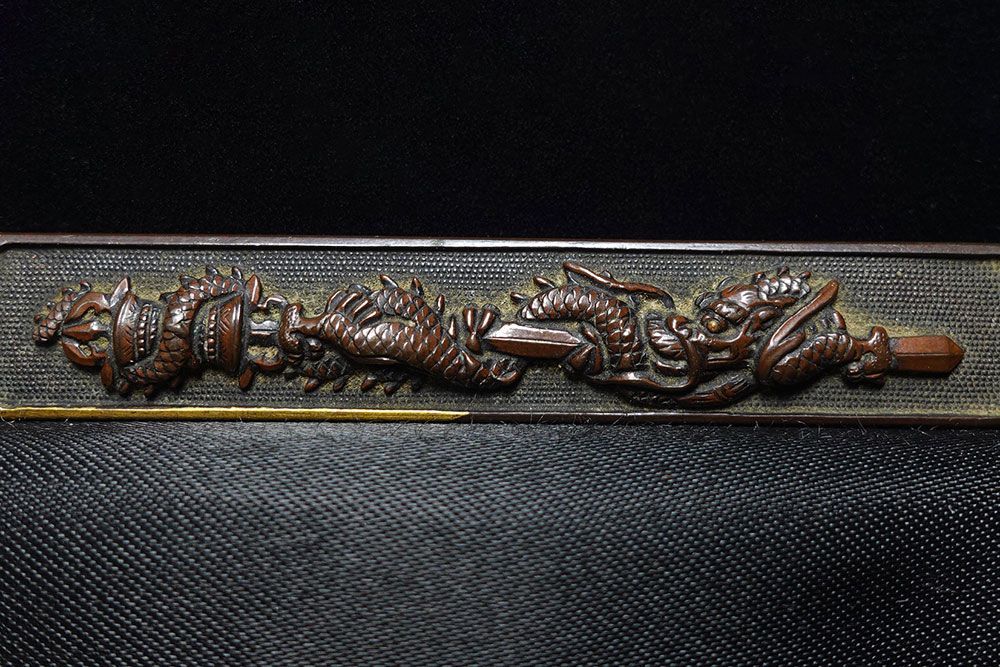 ☆後藤一乗写 赤銅魚子地福神図笄 無銘 縁起物 後藤光行 七福神図三所