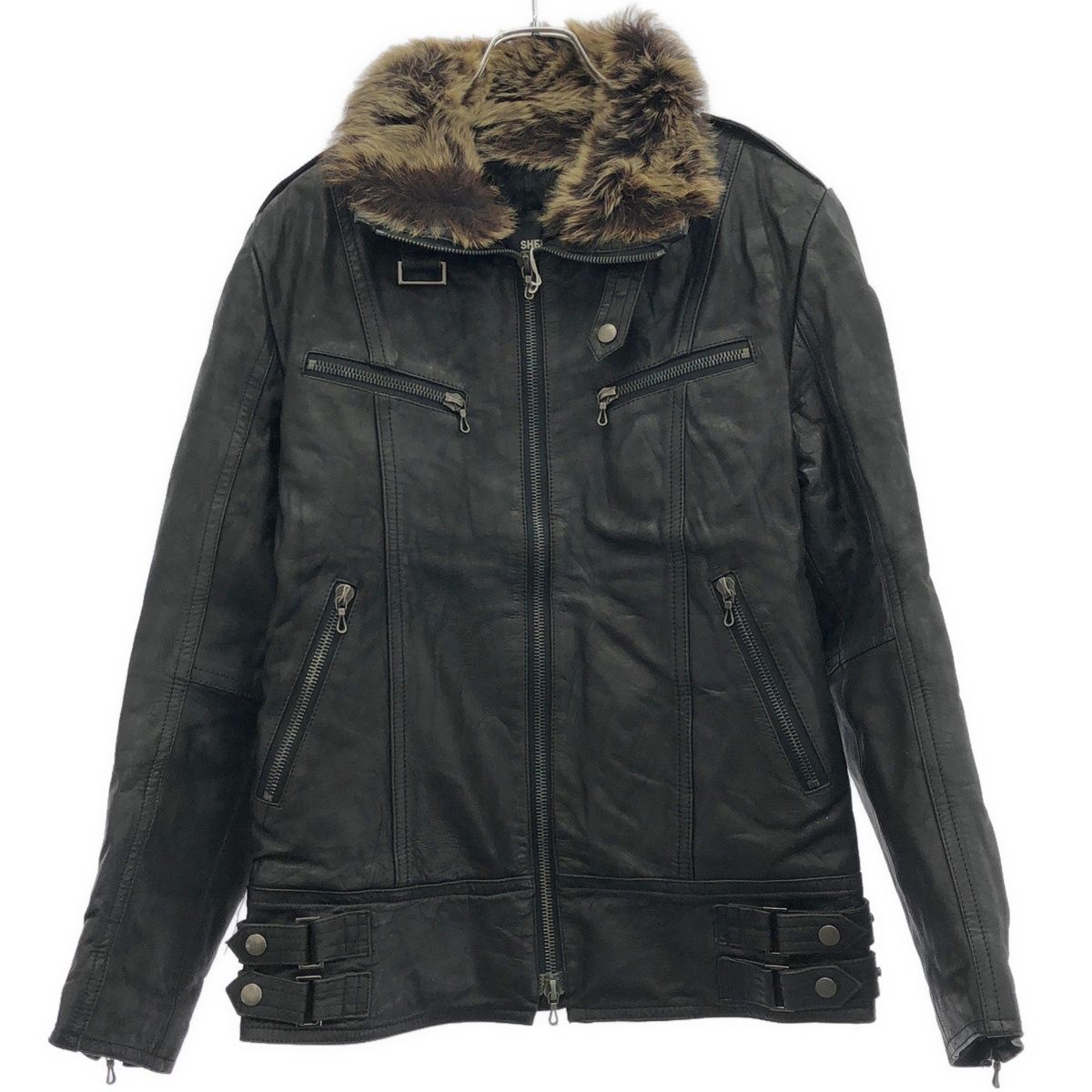 SHELLAC シェラック 裏地ラビットファーホースレザージャケット 24022 ブラック 48