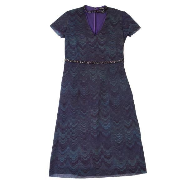 ヴィヴィアンタムVIVIENNE TAM ビーズ装飾レイヤード総柄メッシュ半袖