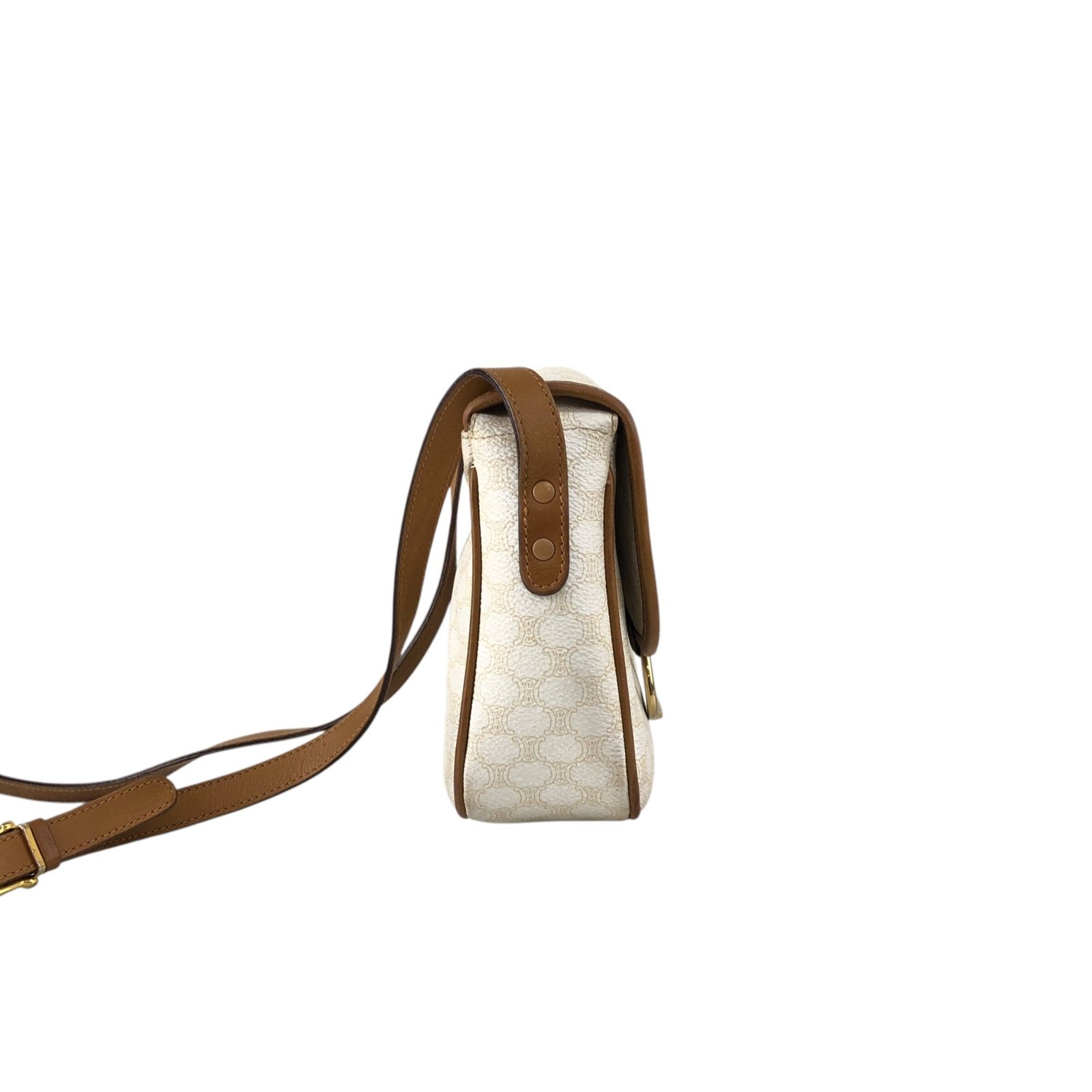 【中古品】CELINE ホワイトマカダム ショルダーバッグ ミニポシェット セリーヌ ショルダーバッグ ミニポシェット 斜め掛け ミニ クロード