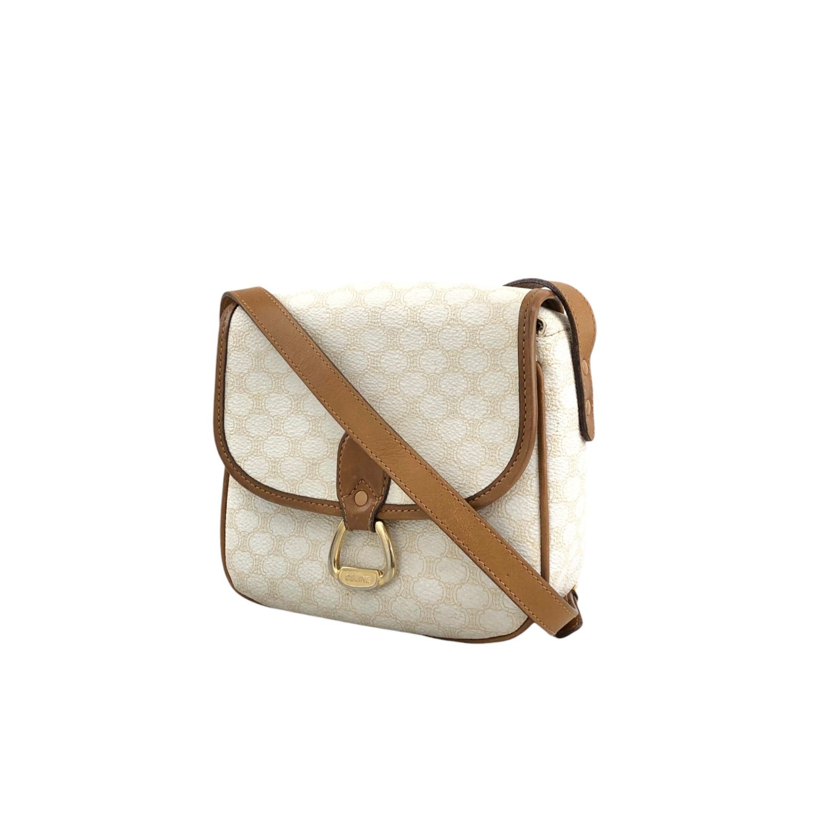 CELINE セリーヌ マカダム ショルダーバッグ ホワイト ホースビット