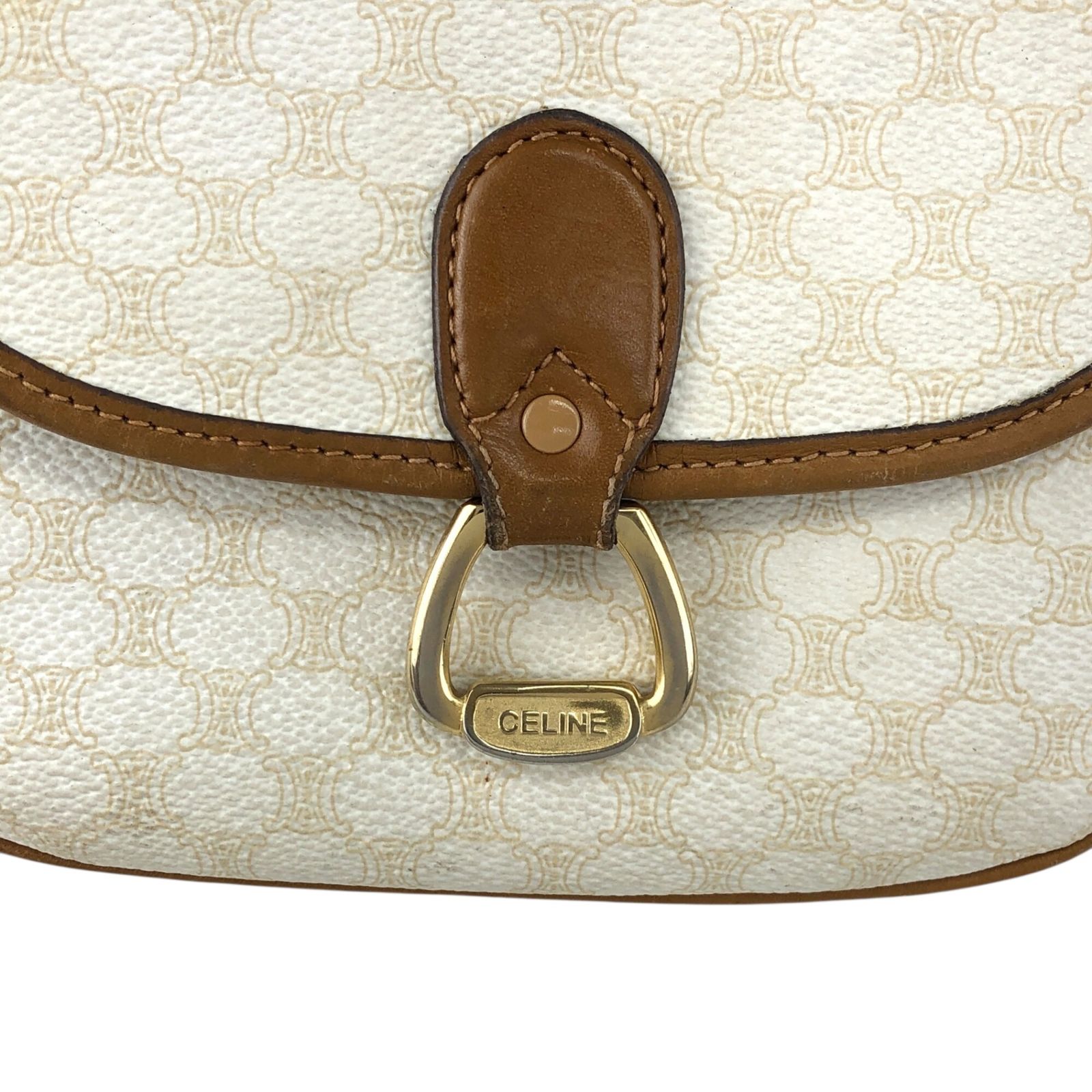 CELINE セリーヌ マカダム ショルダーバッグ ホワイト ホースビット CELINE セリーヌ マカダム ショルダーバッグ ホワイト ホースビット