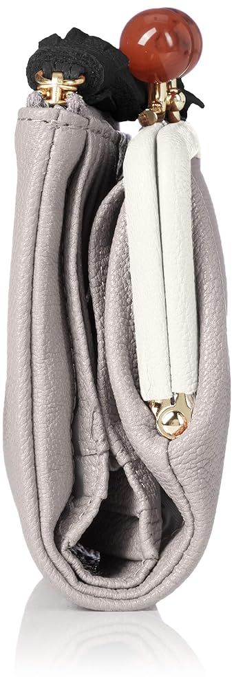 ペルケ] アクリル玉がま口2つ折り財布 財布 レディース 本革 08-06