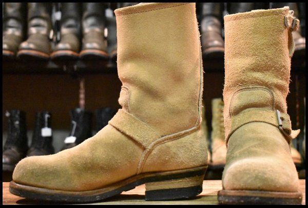 7.5 D PT 91プリント レッドウィング 8268 スエード エンジニア ラフアウト スチールトゥ ベージュ ブーツ redwing FK 436