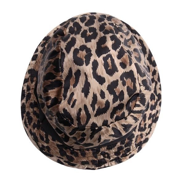 ドルチェ&ガッバーナDOLCE&GABBANA シルク混レオパード柄ハット 茶黒57